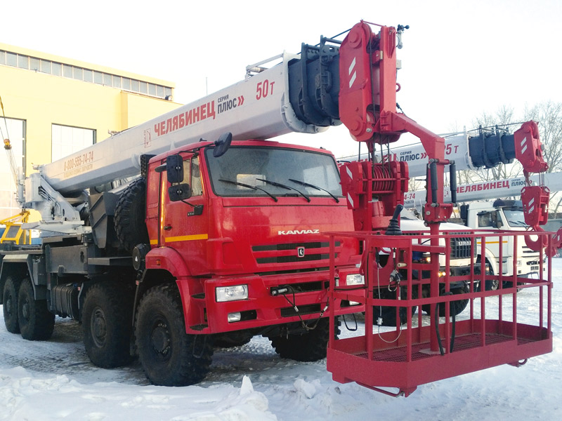 Автокраны «ЧЕЛЯБИНЕЦ» г/п 50 и 60 т со съемной монтажной люлькой