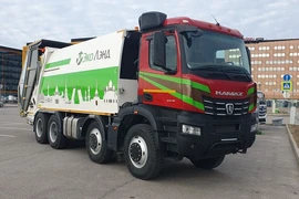 Мусоровоз с задней загрузкой ALFANORD KGH25-KP с откидной мусороприёмной ванной на базе КАМАЗ-65951